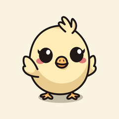 cute yellow chicken cartoon character vector illustration template design. animal farm pet.