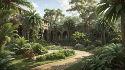 palm trees in the garden