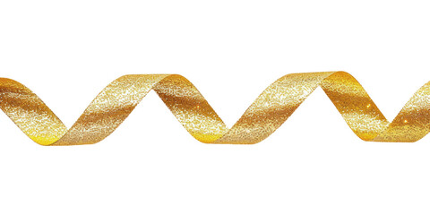 Gold color ribbon isolate on transparent png. Holiday Edition, Ribbon.