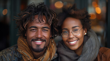 Happy gay couple sitting together in front of door,generative ai
