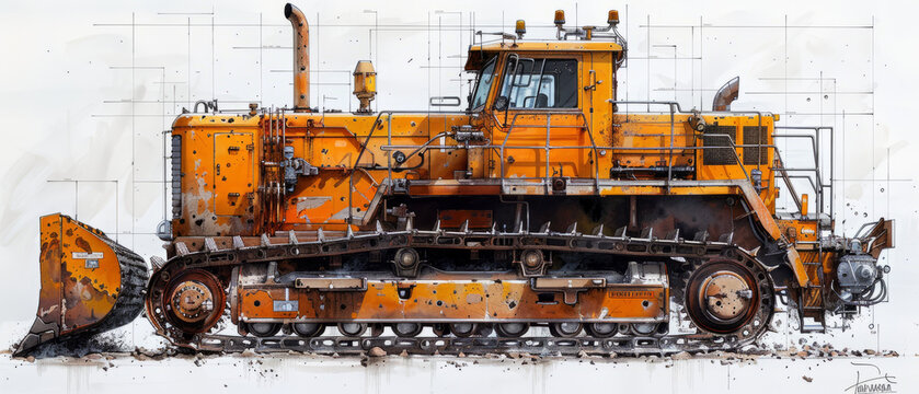exploded-view diagram of a D10 Dozer.generative ai