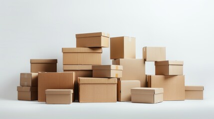 Group of cardboard boxes isolated on a white background