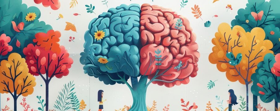 cognitive development activities flat design top view contributions of animation complementary color scheme