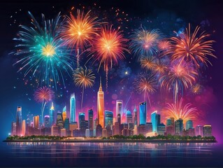 fireworks over the river