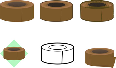 シンプルなガムテームの線画・イラストセット