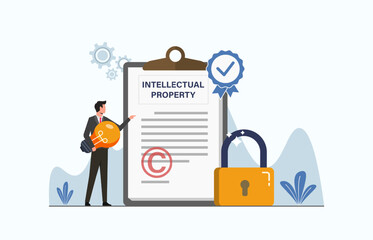 Intellectual Property and Copyrights Concept, innovation protection law and rights