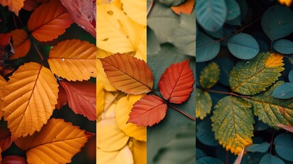 Vibrant Autumn Foliage with Colorful Leaves in Natural Landscape