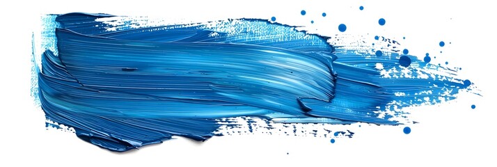 Blue oil paint brush strokes isolated on a white background, in high definition
