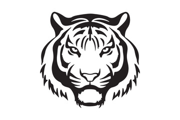 Black and white tiger had silhouette vector illustrator with white background