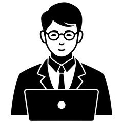 Businessman PRO user vector art silhouette illustration.