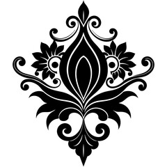 Floral and ornaments vector art silhouette illustration. 