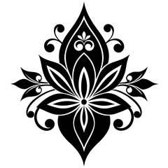 Floral and ornaments vector art silhouette illustration. 