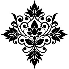 Floral and ornaments vector art silhouette illustration. 