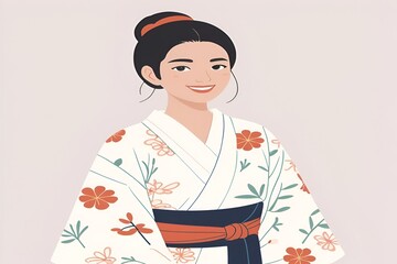 Fototapeta premium Japanese female character in a kimono