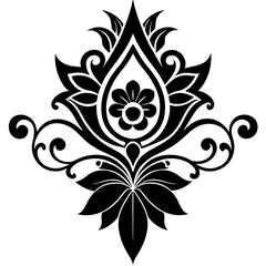 Floral and ornaments vector art silhouette illustration. 