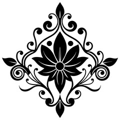 Floral and ornaments vector art silhouette illustration. 