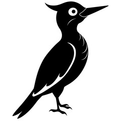 Beautiful bird Woodpecker silhouette black color vector icon illustration