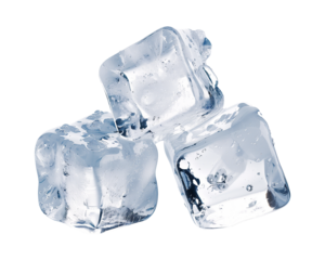 3 Ice cubes Isolated on Transparent Background