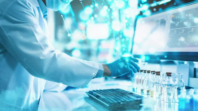 professional heath care research working in life seamless looping overlay 4k virtual video animation background