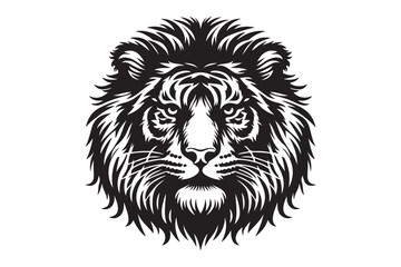 Black and white tiger had silhouette vector illustrator with white background
