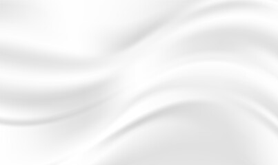 White fabric cloth texture background.  Abstract white silk satin background with smooth curve, flowing waves for backdrop. Luxurious Christmas background or New Year background. Elegance Vector EPS10
