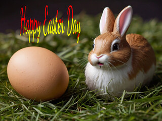 Happy Easter. Congratulatory Easter background. Easter eggs and flowers.