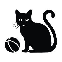 black cat with a ball