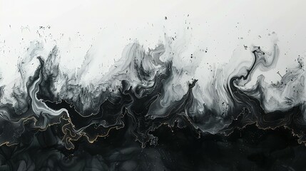 Ebony Waves: Watercolor Strokes on Inky Depths