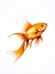 Fototapeta premium Ai generated sketch of a goldfish on white background