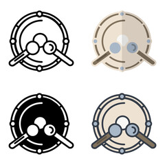 The Bass Drum icon is ideal for representing percussion instruments in various musical settings and bands.