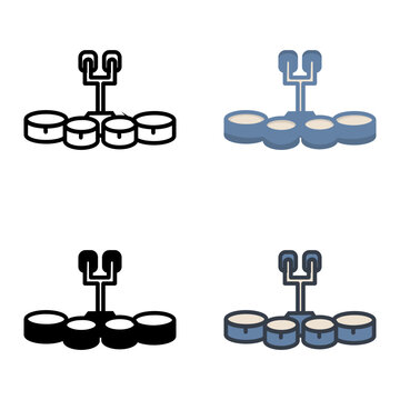 The Quad Drum icon showcases a set of four drums used in marching bands for complex rhythms.