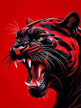 AI generated sketch of an angry black panther
