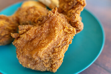 Deep fried chicken with biscuits ready to eat