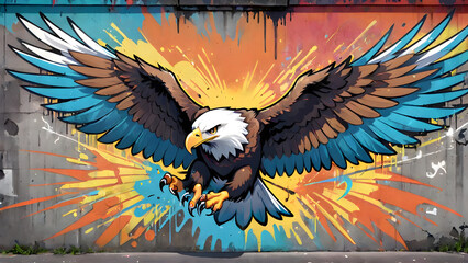 Flying eagle graffiti illustration Generative Ai
