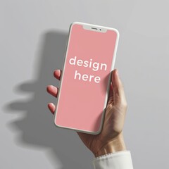 Hand holding modern smartphone with customizable screen in minimalist setting