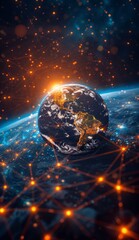 Sleek digital globe with global network connections and futuristic technology