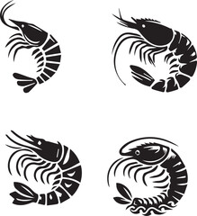 set of shrimp silhouette