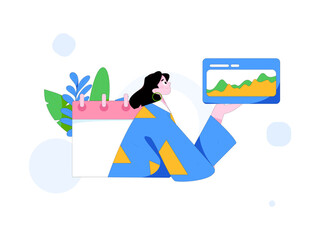 Flat vector illustration of business people operating work scene
