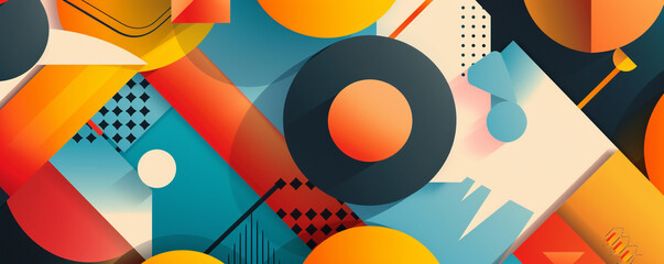 Obraz premium HD Scandinavian geometric design with vibrant colors and vector shapes.