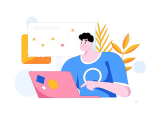 Flat vector illustration of business people operating work scene
