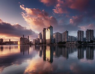 Fototapeta premium city, night, skyline, cityscape, traffic, downtown, building, urban, light, highway, road, street, sunset, business, architecture, dusk, sky, view, car, skyscraper, china, lights, evening, seattle, sk