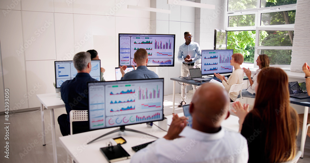 Poster kpi dashboard graph presentation in classroom