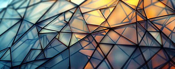 Fototapeta premium Grid of intersecting lines forming intricate geometric shapes reminiscent of stained glass windows.