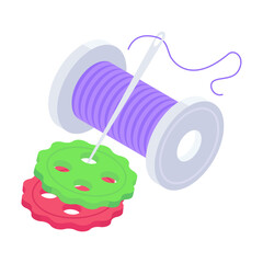 Sewing and Textile Tools Isometric Icons 
