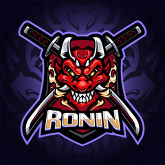 Dragon ronin ninja mascot esport logo design