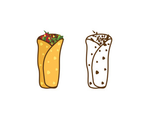 Traditional Mexican Fast food Taco Mexico Delicious Food Illustration Clip Art Set, Taco Pozole, Tortas Tamales, Quesadillas Enchiladas