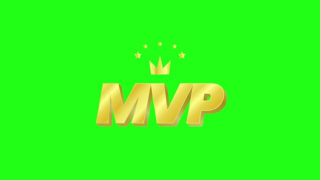 Golden MVP, emblem reward Most Valuable Player for video games or mobile gaming. Symbol of victory, achievement, honor, winner or success. 4K animation	