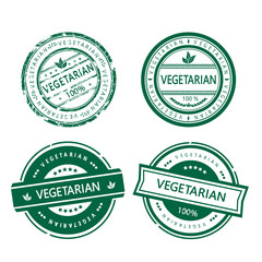 Vegetarian rubber stamp. Set of vector signs