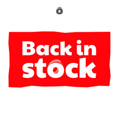 back in stock label and tag for ecommerce store or online business, retail business label for inventory availability.
