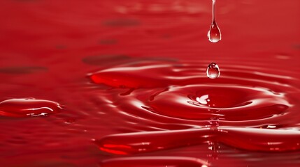 oil drops on water on a red background